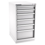 Champion Tool Storage NWS1800-0601-ILC-FTB-LG | 22-3/16" Width x 41-3/4" Height x 22-1/2" Depth 6 Drawer 46 Compartment Powder Coated Steel Modular Compartment Cabinet - Light Gray