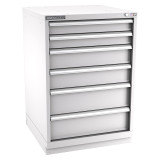 Champion Tool Storage SWS1800-0602-ILC-FTB-LG | 28-1/4" Width x 41-3/4" Height x 22-1/2" Depth 6 Drawer 74 Compartment Powder Coated Steel Modular Compartment Cabinet - Light Gray