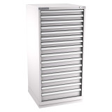 Champion Tool Storage SWS2700-1501-ILC-FTB-LG | 28-1/4" Width x 59-1/2" Height x 22-1/2" Depth 15 Drawer 300 Compartment Powder Coated Steel Modular Compartment Cabinet - Light Gray