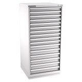 Champion Tool Storage SWS2700-1601-ILC-FTB-LG | 28-1/4" Width x 59-1/2" Height x 22-1/2" Depth 16 Drawer 328 Compartment Powder Coated Steel Modular Compartment Cabinet - Light Gray