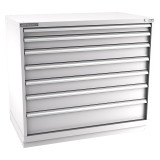 Champion Tool Storage EWS1800-0701-ILC-FTB-LG | 47" Width x 41-3/4" Height x 22-1/2" Depth 7 Drawer 180 Compartment Powder Coated Steel Modular Compartment Cabinet - Light Gray