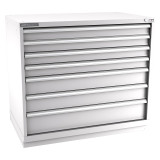 Champion Tool Storage EWS1800-0702-ILC-FTB-LG | 47" Width x 41-3/4" Height x 22-1/2" Depth 7 Drawer 228 Compartment Powder Coated Steel Modular Compartment Cabinet - Light Gray