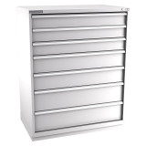 Champion Tool Storage EWS2700-0701-ILC-FTB-LG | 47" Width x 59-1/2" Height x 22-1/2" Depth 7 Drawer 104 Compartment Powder Coated Steel Modular Compartment Cabinet - Light Gray