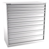 Champion Tool Storage DWS2700-0901-ILC-FTB-LG | 56-1/2" Width x 59-1/2" Height x 22-1/2" Depth 9 Drawer 174 Compartment Powder Coated Steel Modular Compartment Cabinet - Light Gray