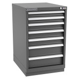 Champion Tool Storage NWS1500-0701-ILC-FTB-DG | 22-3/16" Width x 35-7/8" Height x 22-1/2" Depth 7 Drawer 86 Compartment Powder Coated Steel Modular Compartment Cabinet - Dark Gray