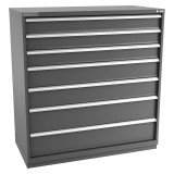 Champion Tool Storage DWS2700-0701-ILC-FTB-DG | 56-1/2" Width x 59-1/2" Height x 22-1/2" Depth 7 Drawer 144 Compartment Powder Coated Steel Modular Compartment Cabinet - Dark Gray