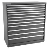 Champion Tool Storage DWS2700-1201-ILC-FTB-DG | 56-1/2" Width x 59-1/2" Height x 22-1/2" Depth 12 Drawer 374 Compartment Powder Coated Steel Modular Compartment Cabinet - Dark Gray