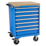 Champion Tool Storage SWS1500-0701ILC-MB8-BBT-BB | 28-1/4" Width x 43-1/4" Height x 22-1/2" Depth 7 Drawer 83 Compartment Powder Coated Steel Modular Compartment With Butcher Block - Bright Blue