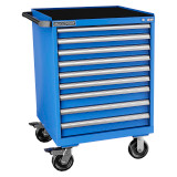 Champion Tool Storage SWS1500-0901ILC-MB8-RT-BB | 28-1/4" Width x 43-1/4" Height x 22-1/2" Depth 9 Drawer 161 Compartment Powder Coated Steel Mobile Modular Cabinet - Bright Blue