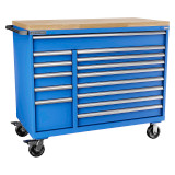 Champion Tool Storage DWS1800-1401IL-MB8-BBT-BB | 56-1/2" Width x 39-3/8" Height x 22-1/2" Depth 14 Drawer Powder Coated Steel Modular Drawer With Butcher Block - Bright Blue
