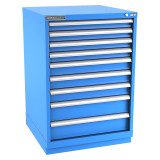 Champion Tool Storage SW1800-0901-ILC-FTB-BB | 28-1/4" Width x 41-3/4" Height x 28-1/2" Depth 9 Drawer 154 Compartments Powder Coated Steel Modular Drawer Cabinet - Bright Blue
