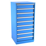 Champion Tool Storage SW2700-0901-ILC-FTB-BB | 28-1/4" Width x 59-1/2" Height x 28-1/2" Depth 9 Drawer 124 Compartments Powder Coated Steel Modular Drawer Cabinet - Bright Blue