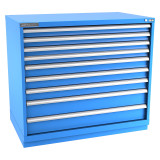 Champion Tool Storage EW1800-0902-ILC-FTB-BB | 47" Width x 41-3/4" Height x 28-1/2" Depth 9 Drawer 240 Compartments Powder Coated Steel Modular Drawer Cabinet - Bright Blue