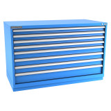 Champion Tool Storage DW1500-0801-ILC-FTB-BB | 56-1/2" Width x 35-7/8" Height x 28-1/2" Depth 8 Drawer 292 Compartments Powder Coated Steel Modular Drawer Cabinet - Bright Blue