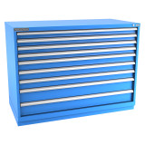 Champion Tool Storage DW1800-0901-ILC-FTB-BB | 56-1/2" Width x 41-3/4" Height x 28-1/2" Depth 9 Drawer 256 Compartments Powder Coated Steel Modular Drawer Cabinet - Bright Blue