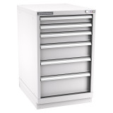 Champion Tool Storage NW1500-0602-ILC-FTB-LG | 22-3/16" Width x 35-7/8" Height x 28-1/2" Depth 6 Drawer 63 Compartments Powder Coated Steel Modular Drawer Cabinet - Light Gray