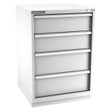 Champion Tool Storage SW1800-0401-ILC-FTB-LG | 28-1/4" Width x 41-3/4" Height x 28-1/2" Depth 4 Drawer 34 Compartments Powder Coated Steel Modular Drawer Cabinet - Light Gray
