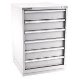 Champion Tool Storage SW1800-0601-ILC-FTB-LG | 28-1/4" Width x 41-3/4" Height x 28-1/2" Depth 6 Drawer 72 Compartments Powder Coated Steel Modular Drawer Cabinet - Light Gray