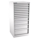Champion Tool Storage SW2700-1202-ILC-FTB-LG | 28-1/4" Width x 59-1/2" Height x 28-1/2" Depth 12 Drawer 204 Compartments Powder Coated Steel Modular Drawer Cabinet - Light Gray