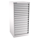 Champion Tool Storage SW2700-1501-ILC-FTB-LG | 28-1/4" Width x 59-1/2" Height x 28-1/2" Depth 15 Drawer 300 Compartments Powder Coated Steel Modular Drawer Cabinet - Light Gray
