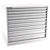 Champion Tool Storage EW1800-0902-ILC-FTB-LG | 47" Width x 41-3/4" Height x 28-1/2" Depth 9 Drawer 240 Compartments Powder Coated Steel Modular Drawer Cabinet - Light Gray