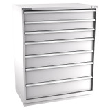 Champion Tool Storage EW2700-0701-ILC-FTB-LG | 47" Width x 59-1/2" Height x 28-1/2" Depth 7 Drawer 104 Compartments Powder Coated Steel Modular Drawer Cabinet - Light Gray