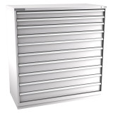 Champion Tool Storage DW2700-1001-ILC-FTB-LG | 56-1/2" Width x 59-1/2" Height x 28-1/2" Depth 10 Drawer 210 Compartments Powder Coated Steel Modular Drawer Cabinet - Light Gray