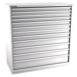 Champion Tool Storage DW2700-1201-ILC-FTB-LG | 56-1/2" Width x 59-1/2" Height x 28-1/2" Depth 12 Drawer 374 Compartments Powder Coated Steel Modular Drawer Cabinet - Light Gray