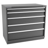 Champion Tool Storage EW1800-0502-ILC-FTB-DG | 47" Width x 41-3/4" Height x 28-1/2" Depth 5 Drawer 128 Compartments Powder Coated Steel Modular Drawer Cabinet - Dark Gray