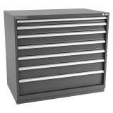 Champion Tool Storage EW1800-0701-ILC-FTB-DG | 47" Width x 41-3/4" Height x 28-1/2" Depth 7 Drawer 180 Compartments Powder Coated Steel Modular Drawer Cabinet - Dark Gray