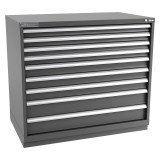 Champion Tool Storage EW1800-0902-ILC-FTB-DG | 47" Width x 41-3/4" Height x 28-1/2" Depth 9 Drawer 240 Compartments Powder Coated Steel Modular Drawer Cabinet - Dark Gray