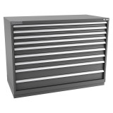 Champion Tool Storage DW1800-0901-ILC-FTB-DG | 56-1/2" Width x 41-3/4" Height x 28-1/2" Depth 9 Drawer 256 Compartments Powder Coated Steel Modular Drawer Cabinet - Dark Gray