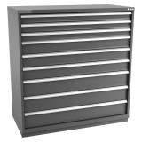 Champion Tool Storage DW2700-0901-ILC-FTB-DG | 56-1/2" Width x 59-1/2" Height x 28-1/2" Depth 9 Drawer 174 Compartments Powder Coated Steel Modular Drawer Cabinet - Dark Gray