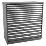 Champion Tool Storage DW2700-1501-ILC-FTB-DG | 56-1/2" Width x 59-1/2" Height x 28-1/2" Depth 15 Drawer 512 Compartments Powder Coated Steel Modular Drawer Cabinet - Dark Gray