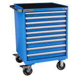 Champion Tool Storage SW1500-0901IL-MB8-RT-BB | 28-1/4" Width x 42-1/4" Height x 28-1/2" Depth 9 Drawer Powder Coated Steel Mobile Modular Cabinet with Retainer Top - Bright Blue