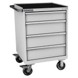 Champion Tool Storage SW1500-0401IL-MB8-RT-LG | 28-1/4" Width x 42-1/4" Height x 28-1/2" Depth 4 Drawer Powder Coated Steel Mobile Modular Cabinet with Retainer Top - Light Gray