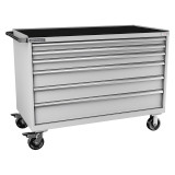 Champion Tool Storage DW1500-0601IL-MB8-RT-LG | 56-1/2" Width x 43-1/4" Height x 28-1/2" Depth 6 Drawer Powder Coated Steel Mobile Modular Cabinet with Retainer Top - Light Gray