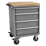 Champion Tool Storage SW1500-0401ILC-MB8-BBT-DG | 28-1/4" Width x 43-1/4" Height x 28-1/2" Depth 4 Drawer 29 Compartments Powder Coated Steel Mobile Modular Cabinet with Butcher Block Top - Dark Gray