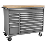 Champion Tool Storage DW1800-1401IL-MB8-BBT-DG | 56-1/2" Width x 49-1/8" Height x 28-1/2" Depth 14 Drawer Powder Coated Steel Mobile Modular Cabinet with Butcher Block Top - Dark Gray