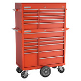 Champion Tool Storage FMP4121MC-RD | 41" Width x 68" Height x 20" Depth 21 Drawer Powder Coated Steel Top Chest Roller Cabinet Combo with Maintenance Cart - Gloss Red