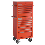 Champion Tool Storage FMP2712RC-RD | 27" Width x 66" Height x 20" Depth 12 Drawer Powder Coated Steel Top Chest Roller Cabinet Combo with Maintenance Cart - Gloss Red