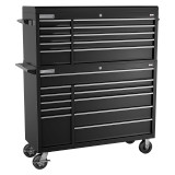 Champion Tool Storage FMP5421RC-BK | 54" Width x 66" Height x 20" Depth 21 Drawer Powder Coated Steel Top Chest Roller Cabinet Combo - Gloss Black
