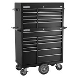 Champion Tool Storage FMP4121MC-BK | 41" Width x 68" Height x 20" Depth 21 Drawer Powder Coated Steel Top Chest Roller Cabinet Combo with Maintenance Cart - Gloss Black