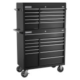 Champion Tool Storage FMP4121RC-BK | 41" Width x 66" Height x 20" Depth 21 Drawer Powder Coated Steel Top Chest Roller Cabinet Combo with Maintenance Cart - Gloss Black