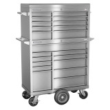 Champion Tool Storage FMPS4121MC | 41" Width x 68" Height x 20" Depth 21 Drawer Brushed Coated Stainless Steel Top Chest Roller Cabinet Combo with Maintenance Cart - Stainless