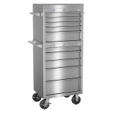 Champion Tool Storage FMPSA2710RC | 27" Width x 66" Height x 20" Depth 10 Drawer Brushed Coated Stainless Steel Top Chest Roller Cabinet Combo - Stainless