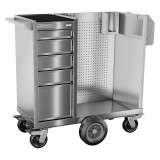 Champion Tool Storage FMPSA1505LMCS | 15" Width x 45" Height x 20" Depth 5 Drawer Brushed Coated Stainless Steel Wheeled Tool Cabinet with Maintenance Cart - Stainless