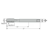 Seco Tools 03305506 | MTS-M14X2.00ISO6HX-XC-K102 M14 Thread Size x 0.551" Diameter x 0.433" Shank x 4.331" OAL 5 Flute TIALN Coated HSS-E-PM Straight Flute Tap