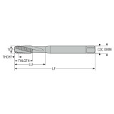 Seco Tools 10001106 | MTH-M4X0.70ISO6HX-BC-S001 M4 Thread Size x 0.162" Diameter x 0.177" Shank x 2.545" OAL 10 Degree Helix Angle 3 Flute Uncoated HSS-E-PM Spiral Flute Tap