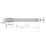 Seco Tools 10001170 | MTP-M16X2.00ISO6HX-TB-S002 M16 Thread Size x 0.637" Diameter x 0.472" Shank x 4.331" OAL 4 Flute ACN Coated HSS-E-PM Spiral Point Tap